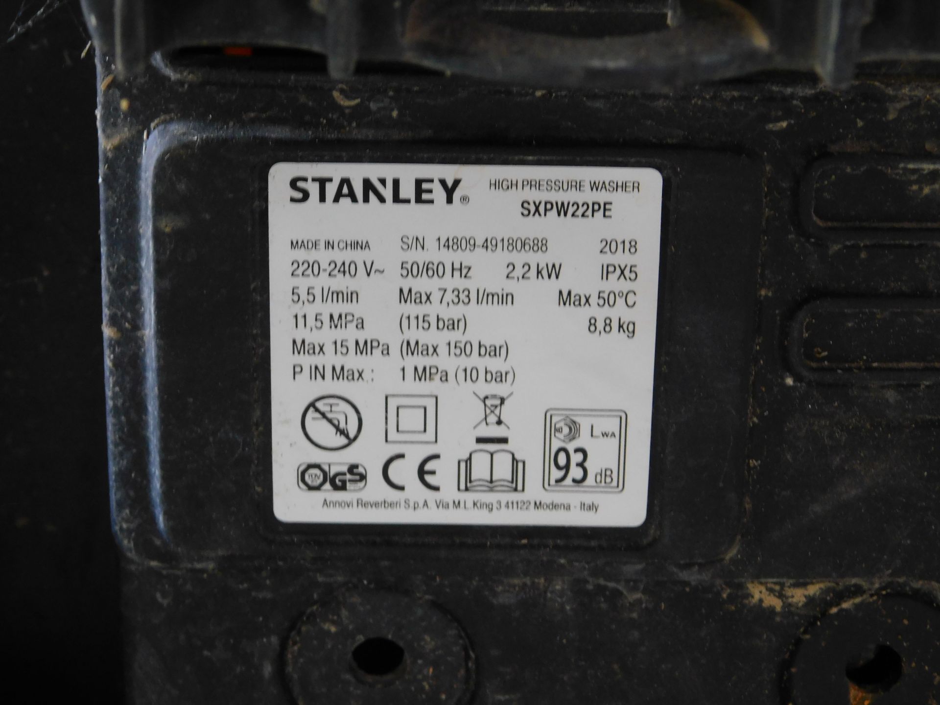 Stanley SXPW22P Pressure Washer (no hose) (Location: Brentwood. Please Refer to General Notes) - Image 2 of 2