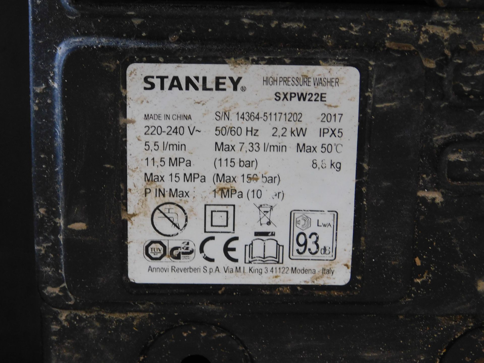 Stanley SXPW22 Pressure Washer (no hose) (Location: Brentwood. Please Refer to General Notes) - Image 2 of 2