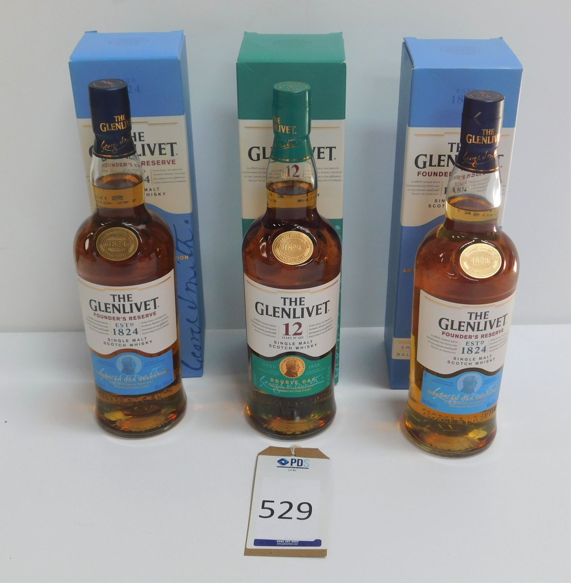 3 Bottles Glenlivet Single Malt Whiskey, 70cl (Located: Brentwood. Please Refer to General Notes)