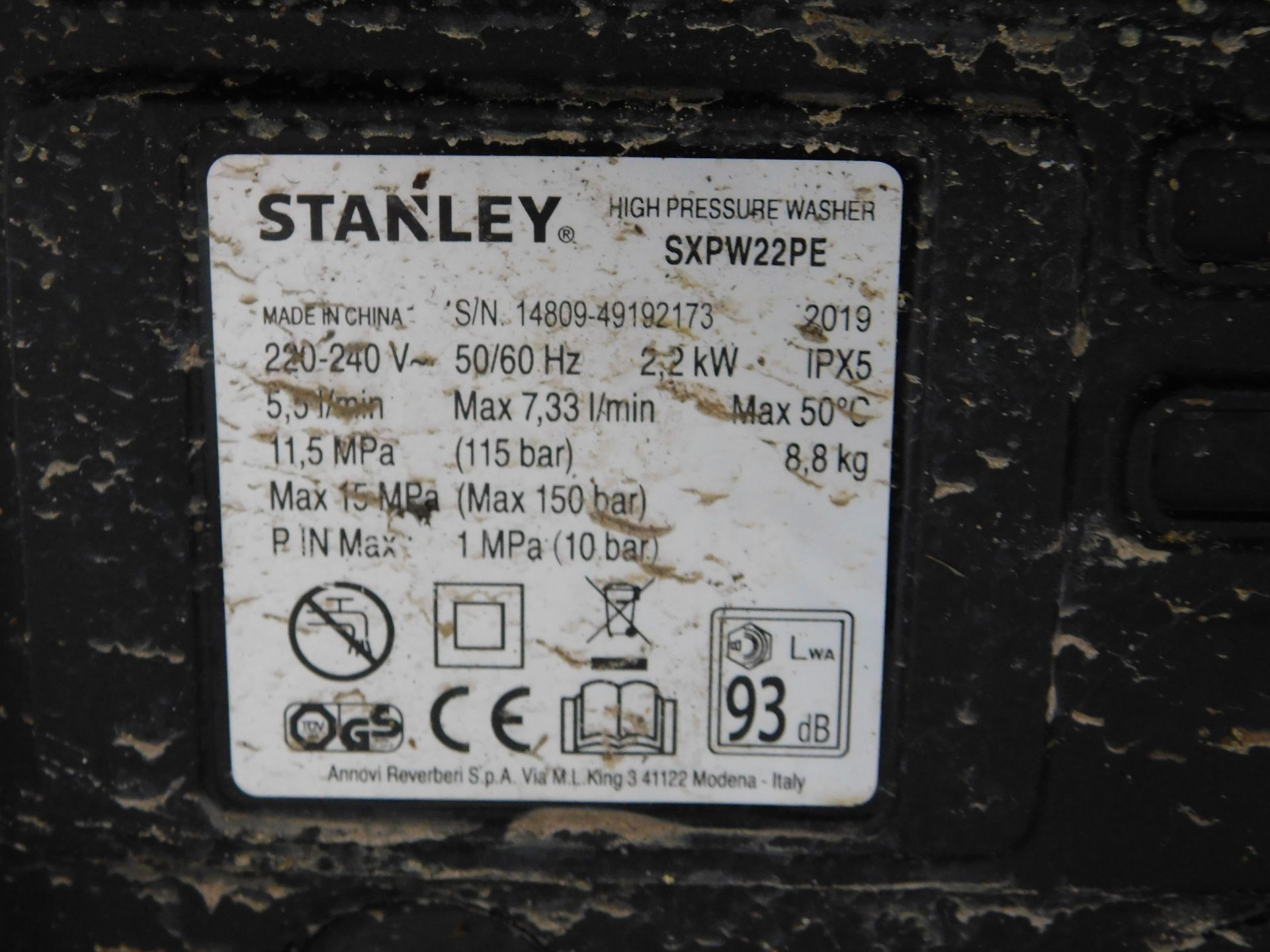 Stanley SXPW22P Pressure Washer (no hose) (Location: Brentwood. Please Refer to General Notes) - Image 2 of 2