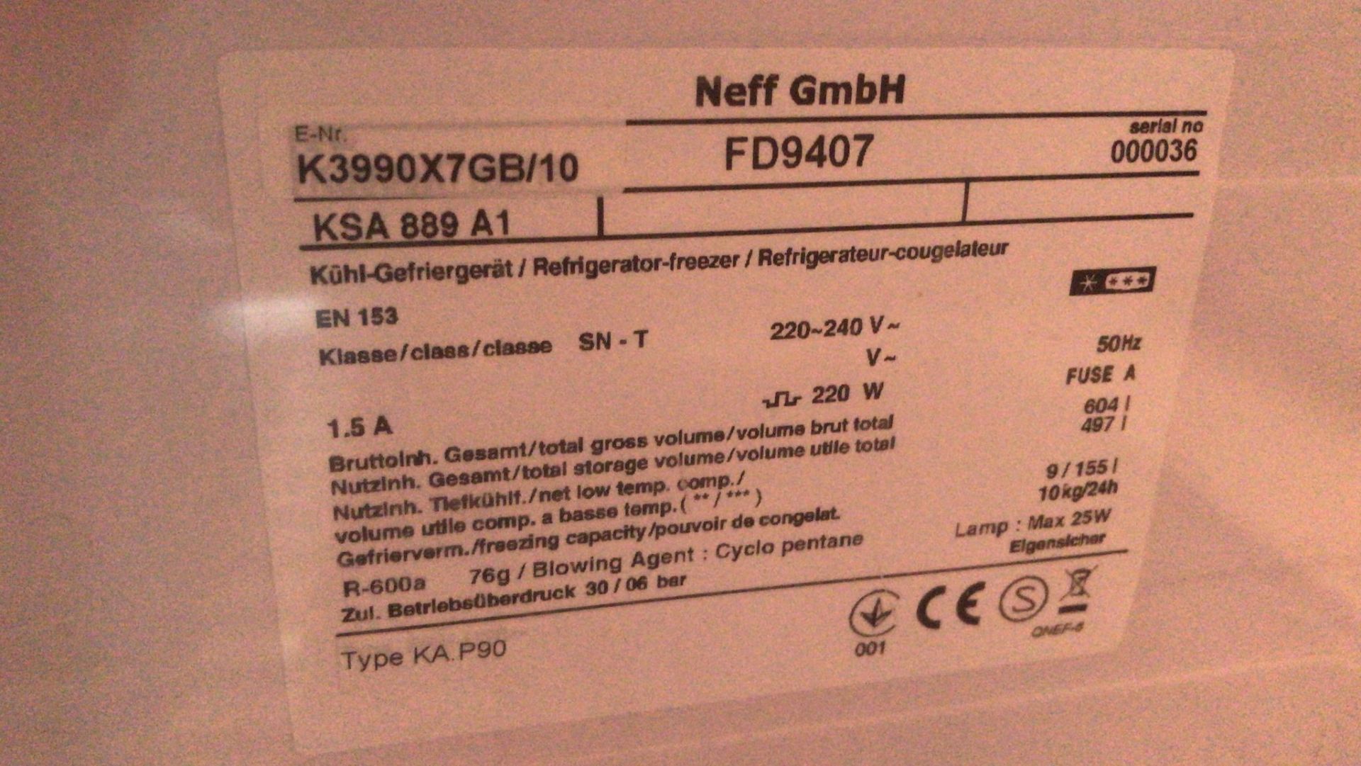 Neff FD9407 Stainless Steel Double-Door Fridge/Freezer with Water Dispenser - Image 2 of 2