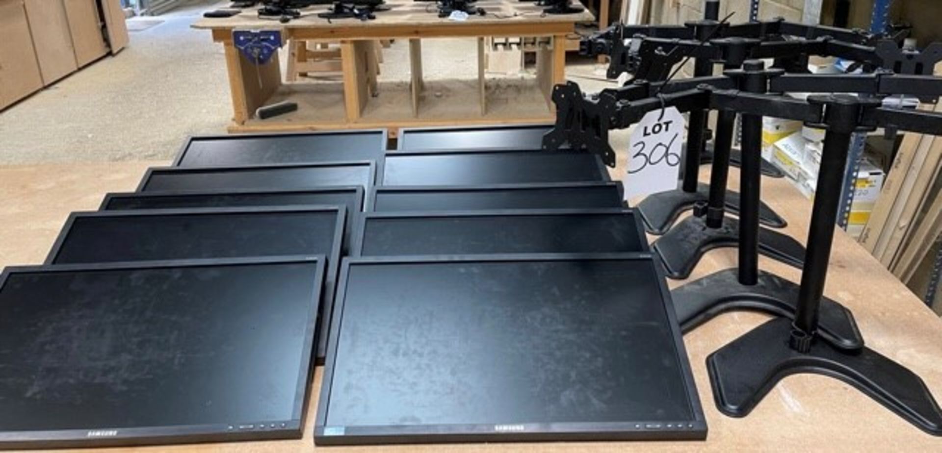 5 Twin Monitor stands with 10 Samsung S24E450 Monitors