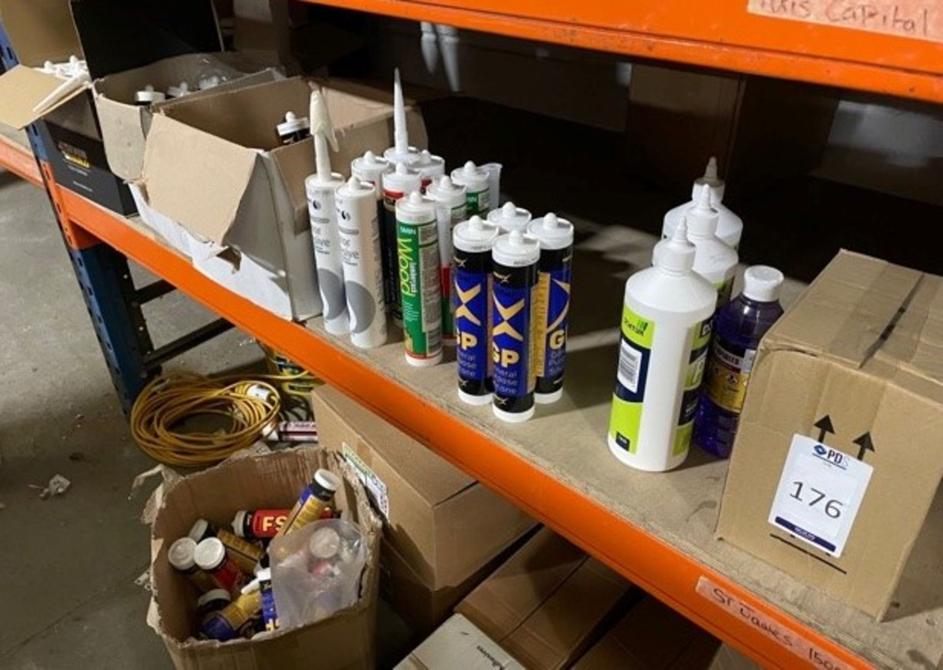 Contents of Shelf to Include Sealants, Mastics, Adhesives etc.