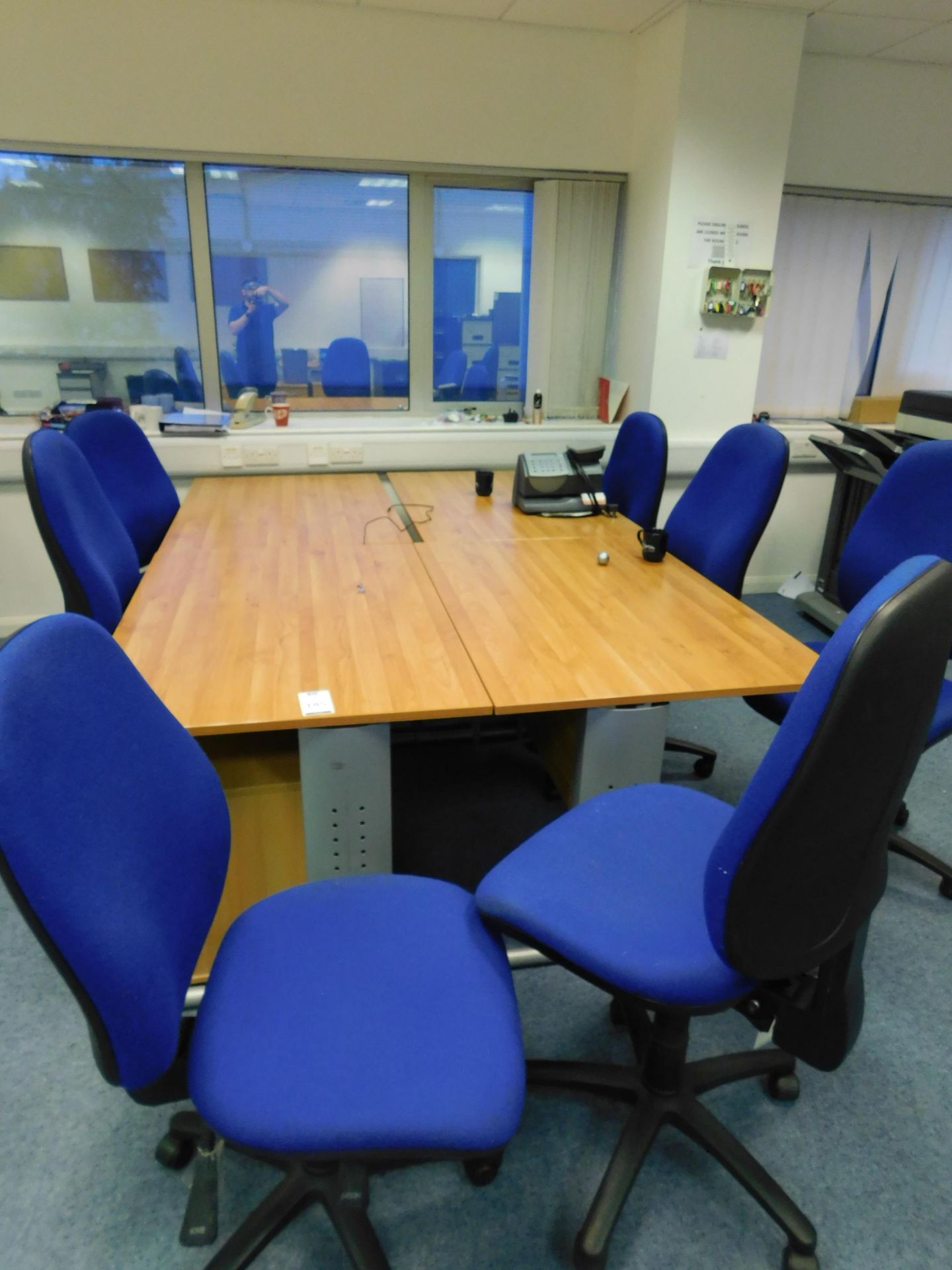 Office Furniture to Include:- 9 Desks, 9 Chairs, Four, 4-Drawer Filing Cabinets, 3-Drawer Filing