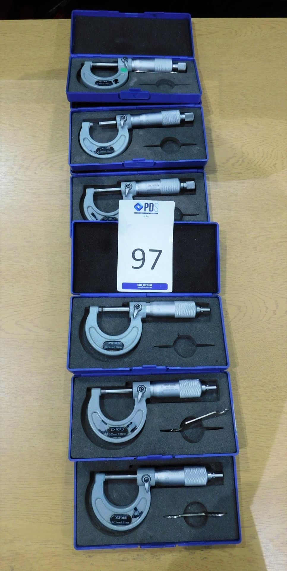 Six Oxford OXD335-501OK Outside Micrometers 25-50mm