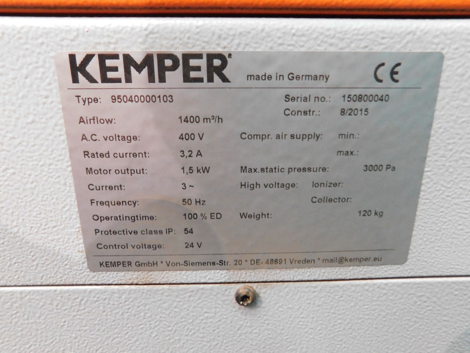 Kemper Welding Table & Filter Unit (2015), serial number 150800040 - Image 3 of 4