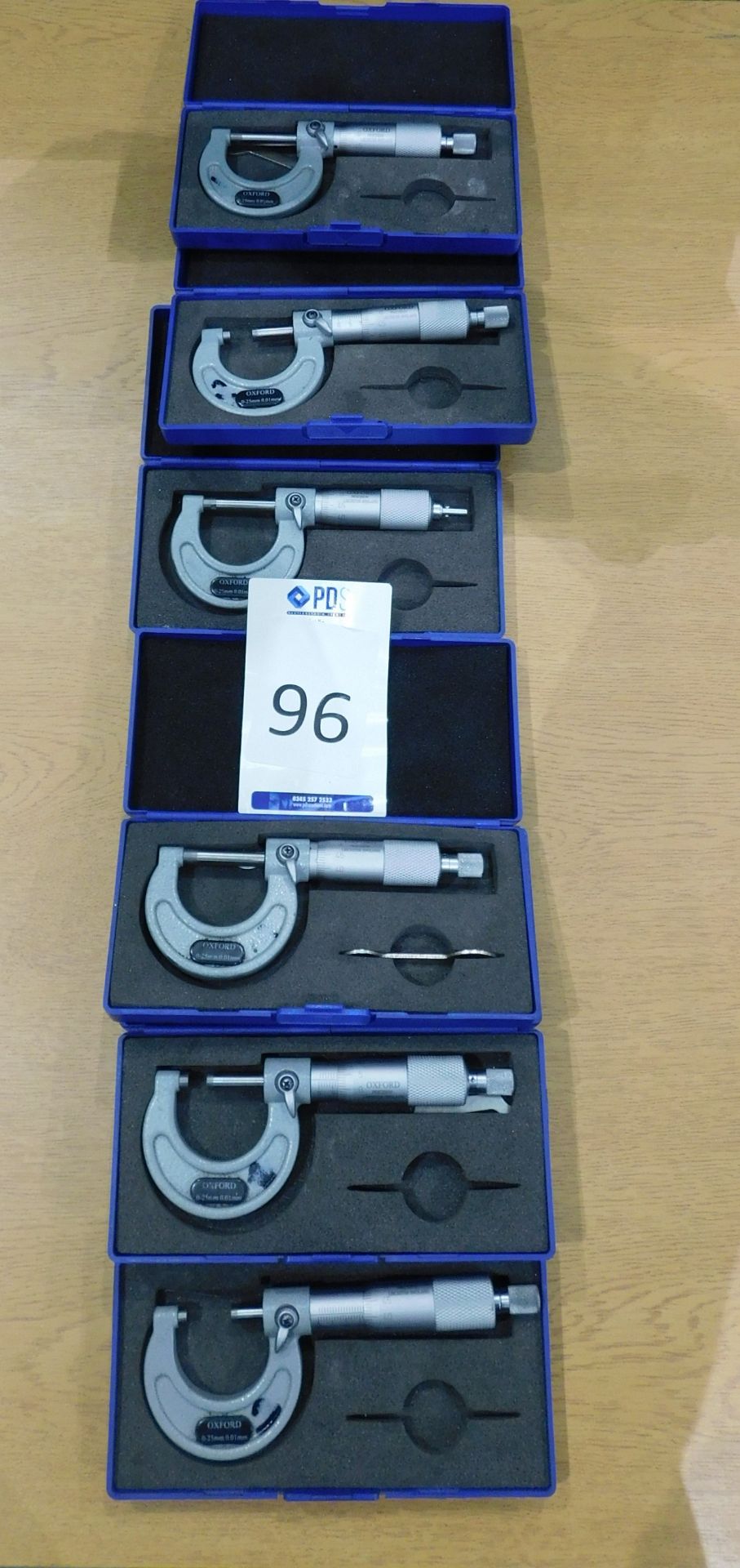 Six Oxford OXD335-501OK Outside Micrometers 25-50mm