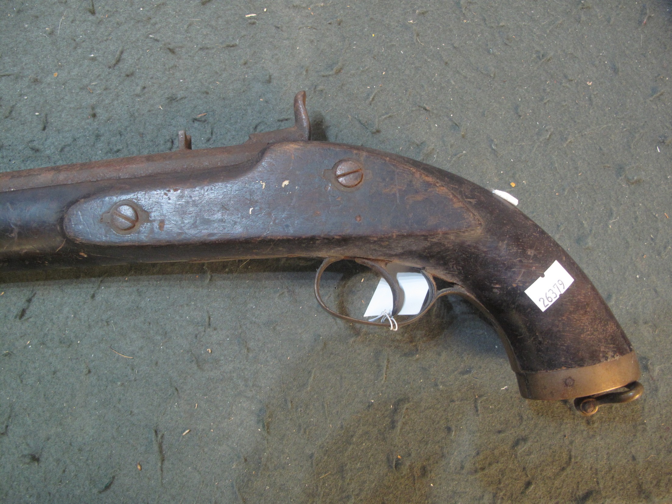 19th Century muzzle loading percussion naval pistol, having octagonal barrel, swivel ramrod and - Image 5 of 10