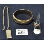 Collection of silver jewellery, including a garnet ring and a plated bangle. (B.P. 21% + VAT)