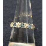 9ct gold blue topaz and diamond ring. Size O & 1/2. Approx weight 2.3g. (B.P. 21% + VAT)