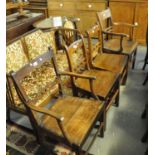 Pair of 19th Century Welsh ball and rail back dining chairs with solid seats, together with two