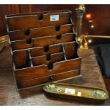 Early 20th Century mahogany desk top letter rack with under drawer, together with a Victorian gilt