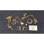 Bag of 9ct gold and yellow metal jewellery, approx weight 5.9g. (B.P. 21% + VAT)