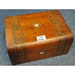 19th Century walnut Tunbridge banded jewellery box. (B.P. 21% + VAT)