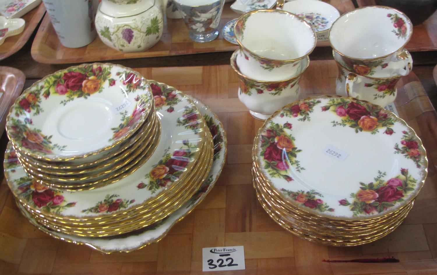 Tray of Royal Albert bone china 'Old country roses' design items to include; cups, saucers and