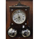 German alarm wall clock striking on two external bells, 30cm high approx. (B.P. 21% + VAT)