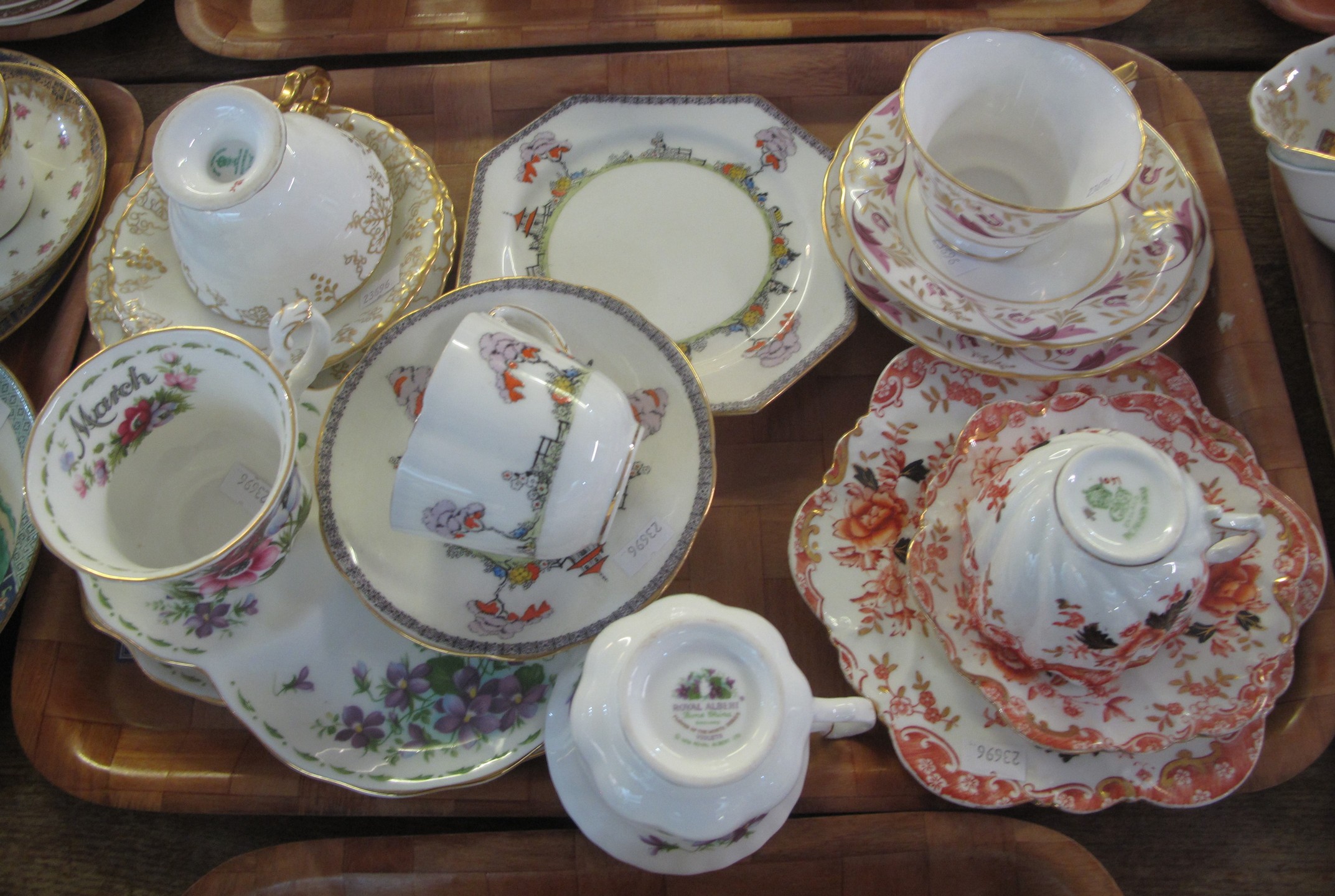 Four trays of various cabinet cups and saucers and trios to include; Paragon, Coalport, Royal Albert - Image 4 of 9