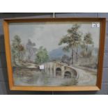 J Dixon (early 20th Century, British), country scene with river bridge, signed and dated 1917,