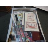 Box with all world selection of stamps in packets, envelopes, on cards etc. 1000s of stamps, wide