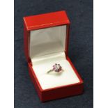 9ct gold ruby and diamond cluster ring. Size M & 1/2. Weight approx 2.8g. (B.P. 21% + VAT)