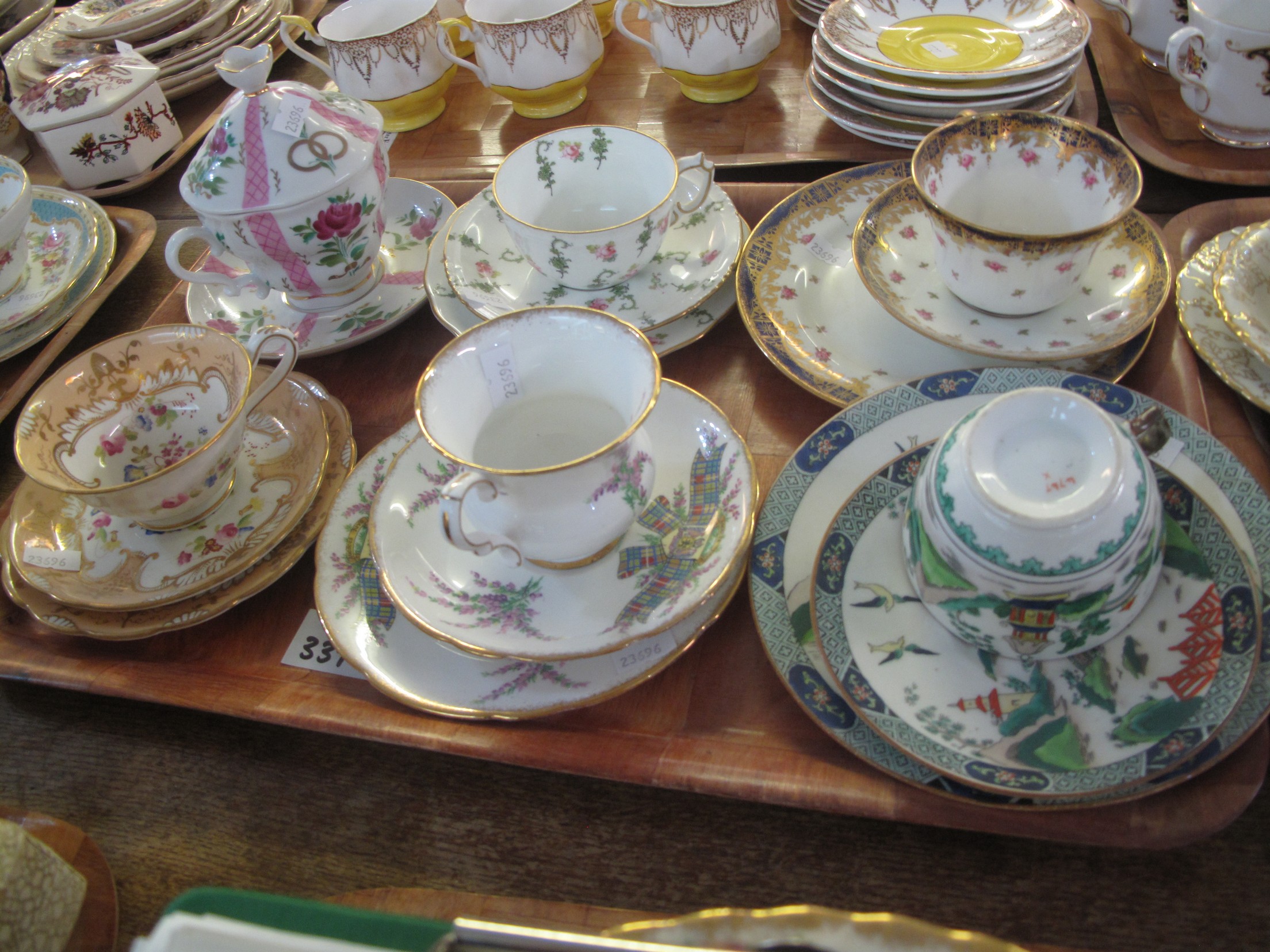 Four trays of various cabinet cups and saucers and trios to include; Paragon, Coalport, Royal Albert - Image 3 of 9