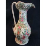 Chinese porcelain ewer probably decorated in Hong Kong mid Century in Canton famille rose style