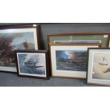 Collection of coloured prints, aviation etc, to include; Battle of Britain Memorial flight,