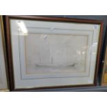 Her Majesty's Steam Vessel of War, 'Medea', architectural etching after S. Bellin, framed and