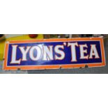 Large original vintage enamel Lyon's Tea sign. 150 x 45 cm approximately. (B.P. 24% incl. VAT)