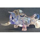 Unusual multi-coloured art glass possibly French sculpture of a stylised bull, modern. (B.P. 21% +