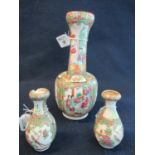 19th century Chinese canton famille rose porcelain vase. 25 cm high approximately. Decorated with