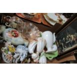 Box of china and a picture, some figurines. (B.P. 21% + VAT)