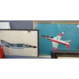 A naive study of a McDonnel-Douglas phantom jet plane together with another print of a trainer