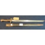 M1907 pattern bayonet without Quillon oil, hole to pommel, the scabbard marked 'D.J.Jenkins'. (B.