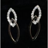 9ct gold diamond drop earrings. Weight approx 1.8 grams. (B.P. 21% + VAT)