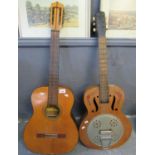 Original Musikalia 5 string acoustic guitar, together with another 5 string acoustic guitar with