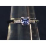 18ct white gold tanzanite and diamond ring. Ring size N. Weight approx 2.8 grams. (B.P. 21% + VAT)