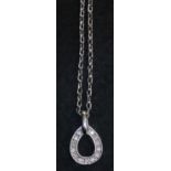 9ct white gold diamond set teardrop pendant and chain. Weight approx 3.8 grams. (B.P. 21% + VAT)