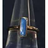 9ct gold, blue moonstone ring. Ring size O. Weight approx 3.7 grams. (B.P. 21% + VAT)
