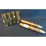 Collection of 30mm brass shells, two complete. (B.P. 21% + VAT)