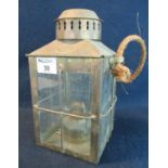 Reproduction brass hanging oil burner lantern, marked Hong Kong. (B.P. 21% + VAT)