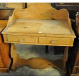 Victorian pine two door washstand with shaped under tier and glass fluted handles. (B.P. 21% + VAT)
