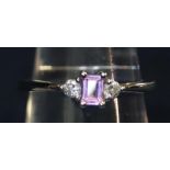 18ct white gold pink sapphire and diamond ring. Ring size N. Weight approx 3.2 grams. (B.P. 21% +