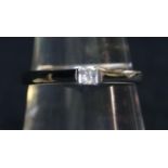 9ct white gold princess cut diamond solitaire ring. Ring size O. Weight 2 grams. (B.P. 21% + VAT)