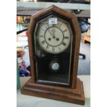 Early 20th century probably Continental two-train architectural design mantel clock with pendulum