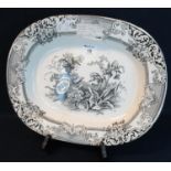 19th Century Llanelly Eastern pattern platter or oval meat dish, 41cm long x 33.5cm wide approx. (