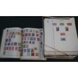 Collection of European and Foreign stamps on large bundle of pages and green album, 100s of