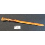 Wooden letter opener with dog terminal, probably a bulldog. (B.P. 21% + VAT)