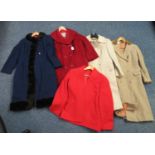 Collection of vintage ladies coats and jackets to include; a double breasted coat with velvet collar