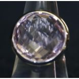 9ct white gold large amethyst ring. Ring size O. (B.P. 21% + VAT)